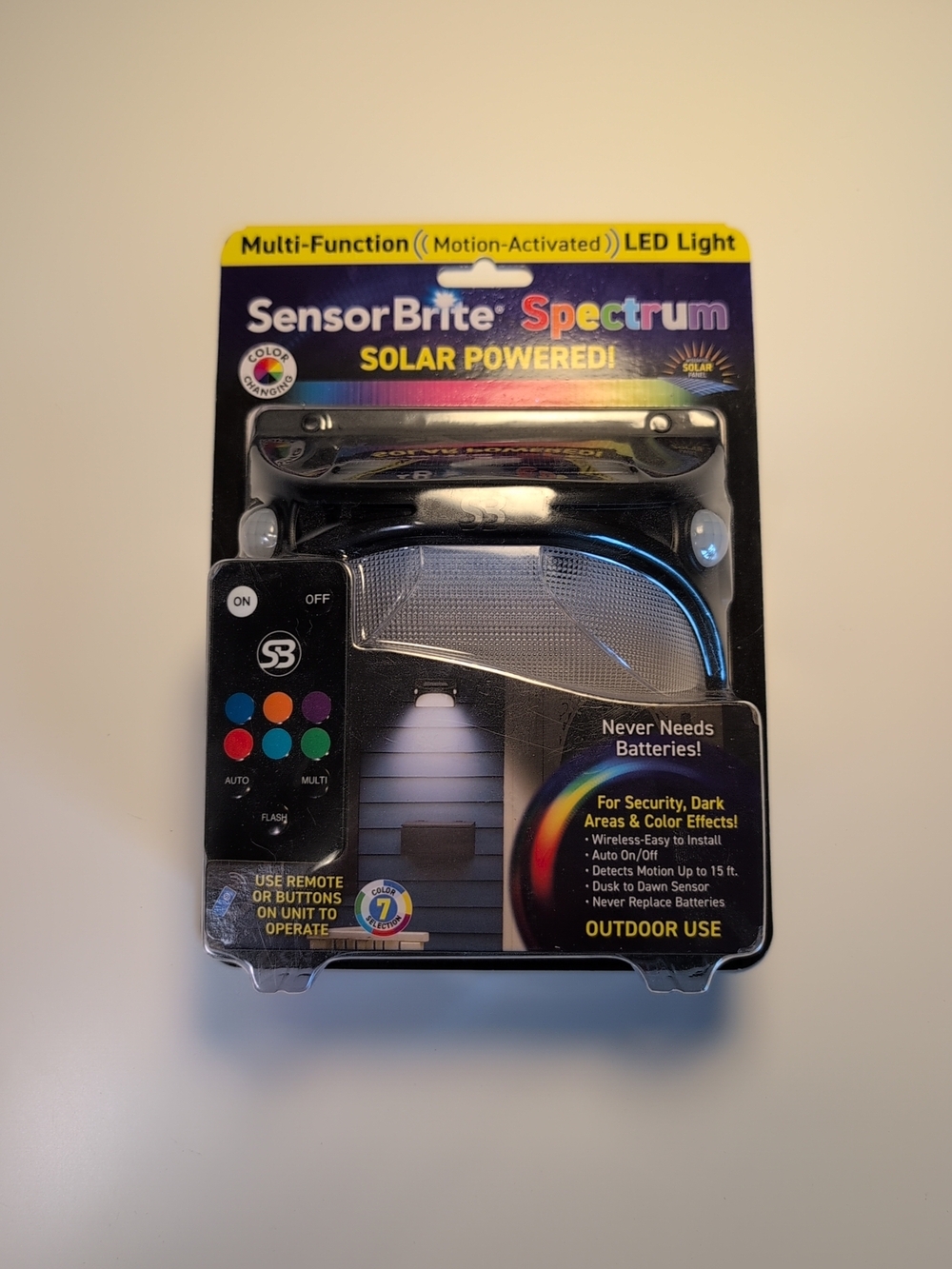 Sensor Brite Spectrum Outdoor Solar LED Wireless Security Multicolor Motion - Picture 1 of 3